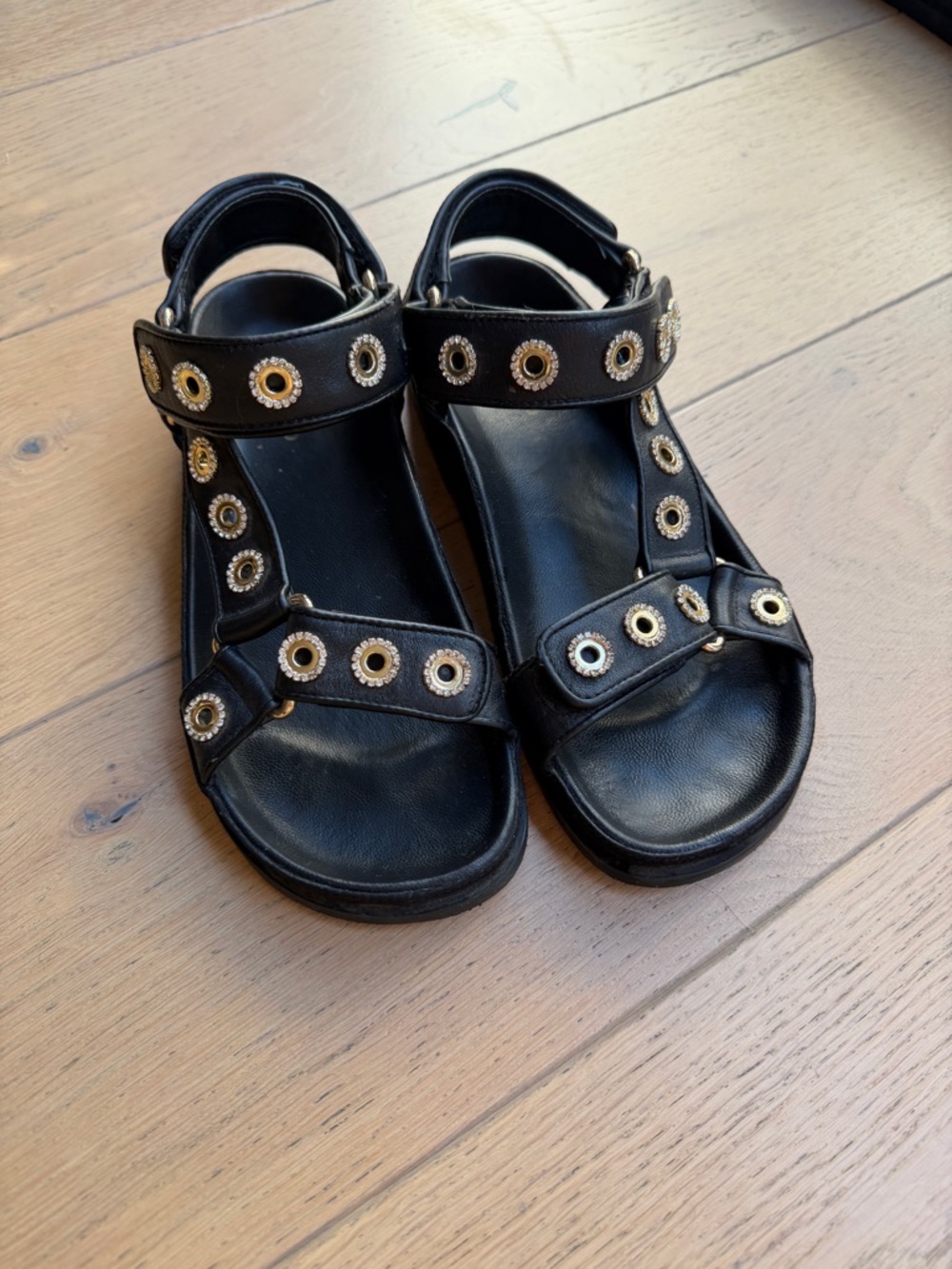 Black Grommet Detail Women's Sandals